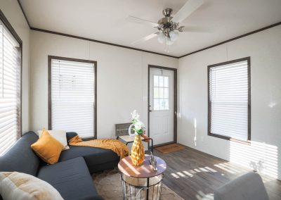 Model home living room at Aldea Manufactured Home Community in Fort Worth, Texas