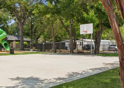 Community basketball court at Aldea Manufactured Home Community in Fort Worth, Texas