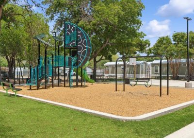 Community playground at Aldea Manufactured Home Community in Fort Worth, Texas